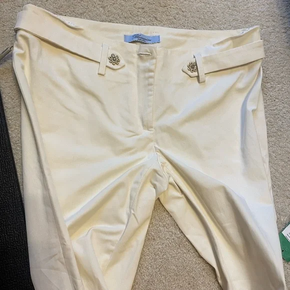 Blumarine dress pants trouser nwot Italian 44 strait Crystal button 8
